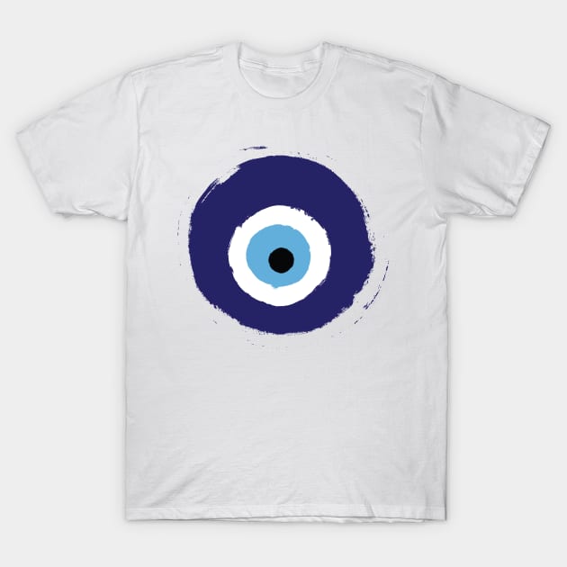 Evil Eye Artistic Blue Greek Symbol Of Protection T-Shirt by ProjectX23 Orange